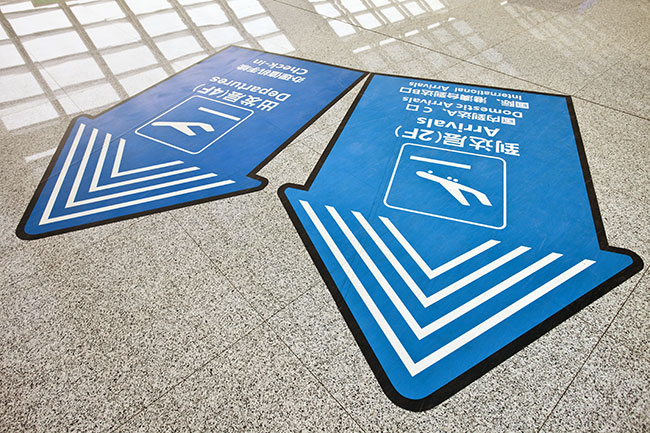 airport floor signage printed with inktec inks